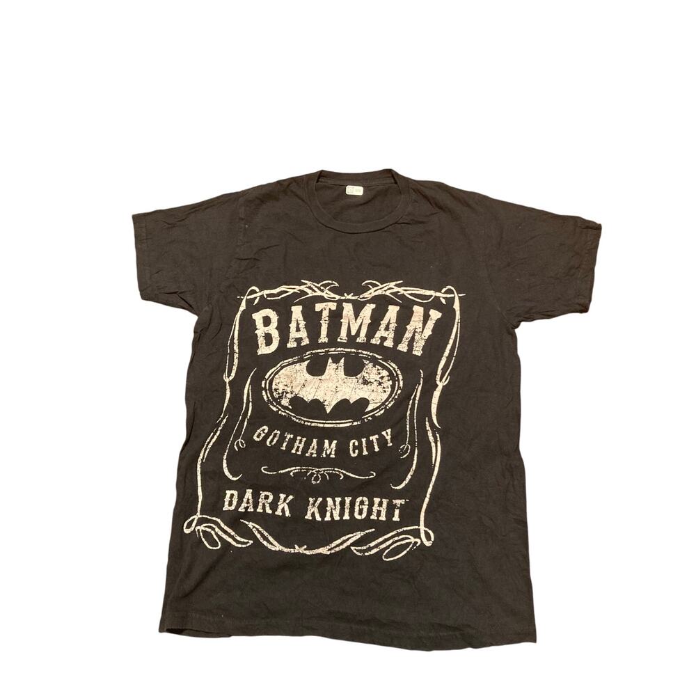 Batman Whiskey Label Gotham City Dark Knight Black Tee Sz M
